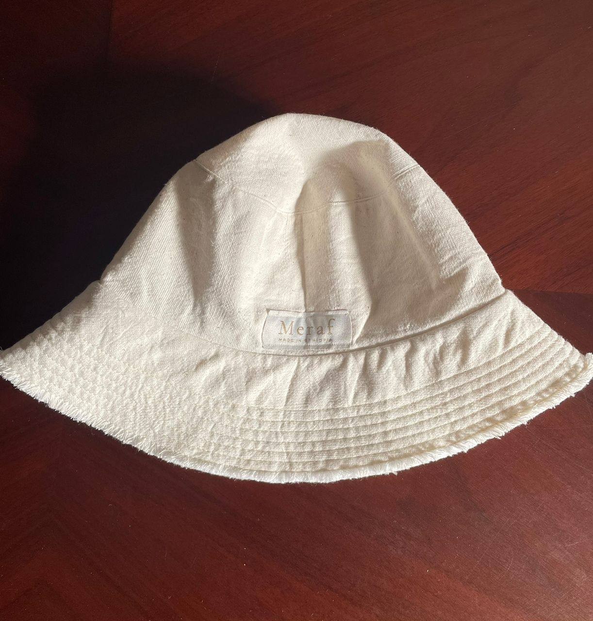off white hand woven biket hat for kids